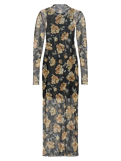 The Sheer Fantasy Floral Mesh Maxi Dress