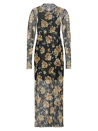 The Sheer Fantasy Floral Mesh Maxi Dress