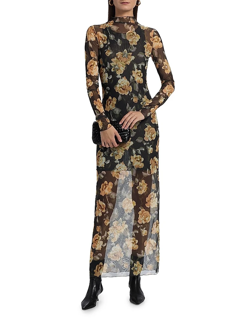 The Sheer Fantasy Floral Mesh Maxi Dress