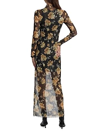 The Sheer Fantasy Floral Mesh Maxi Dress