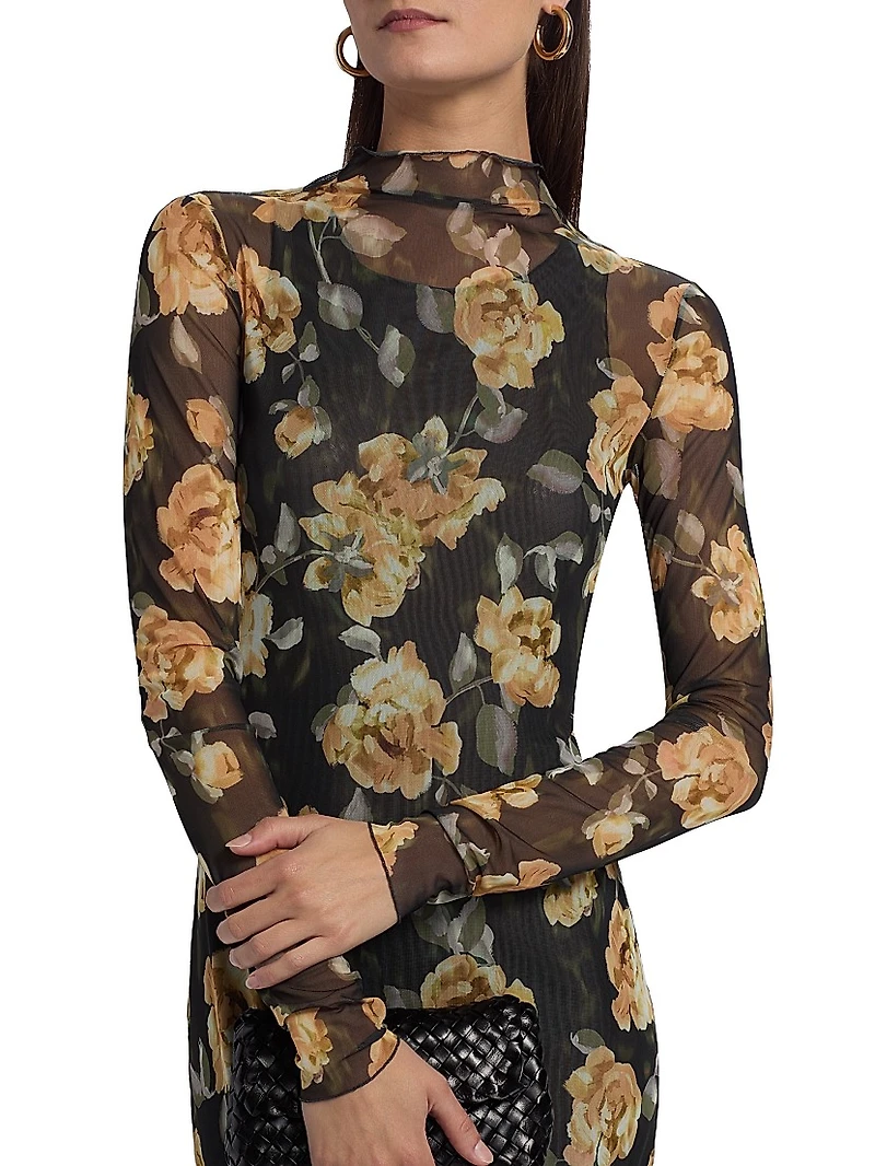 The Sheer Fantasy Floral Mesh Maxi Dress