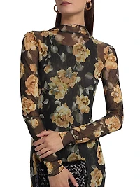 The Sheer Fantasy Floral Mesh Maxi Dress