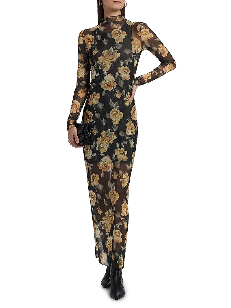 The Sheer Fantasy Floral Mesh Maxi Dress