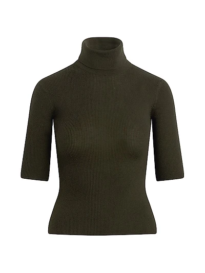 The Amelia Rib-Knit Wool Turtleneck Sweater