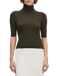 The Amelia Rib-Knit Wool Turtleneck Sweater