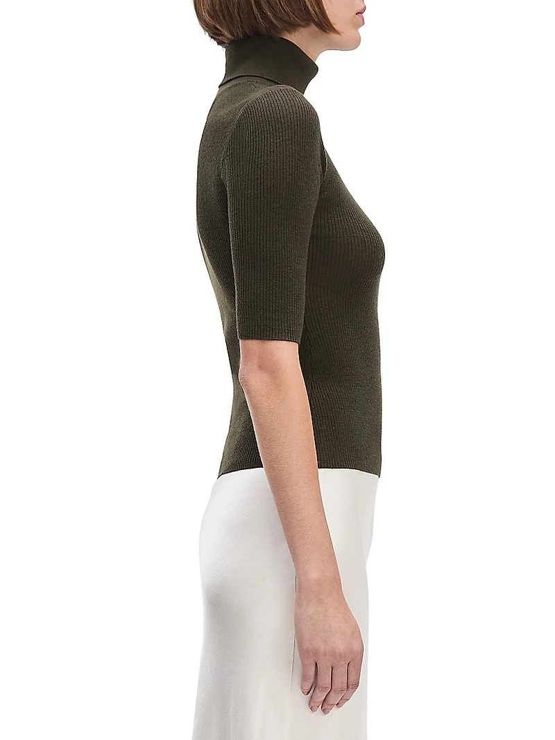 The Amelia Rib-Knit Wool Turtleneck Sweater