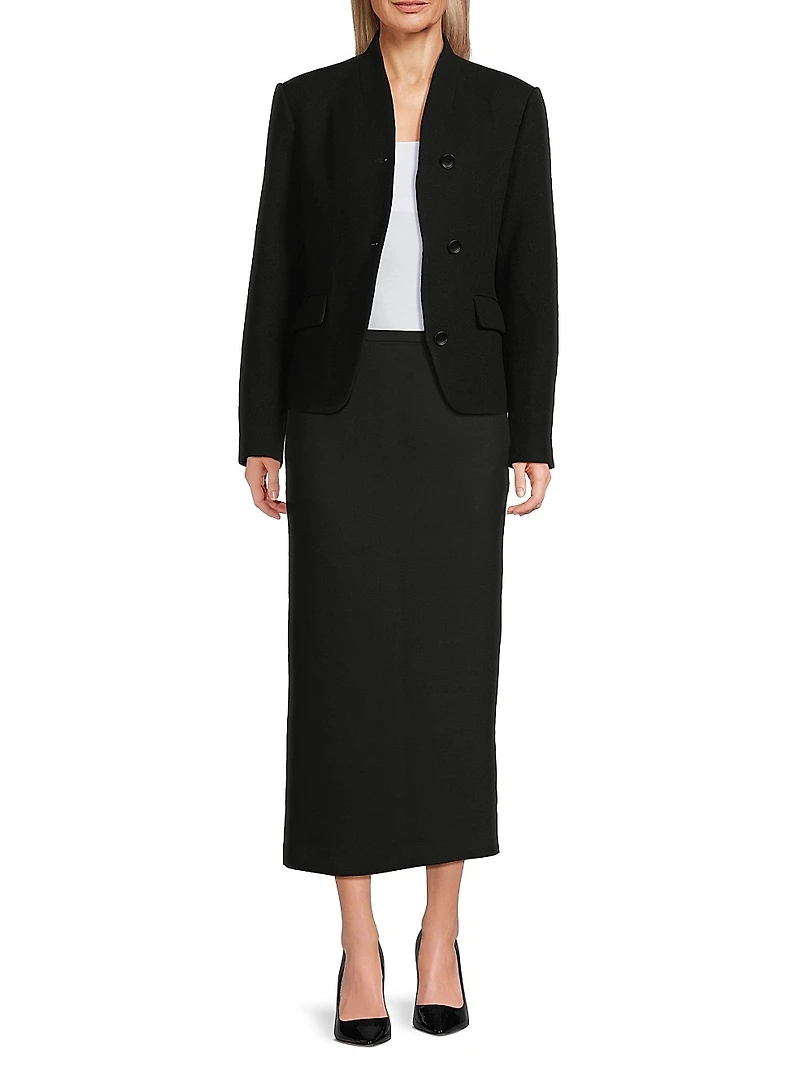 Roux Wool-Blend Maxi Skirt