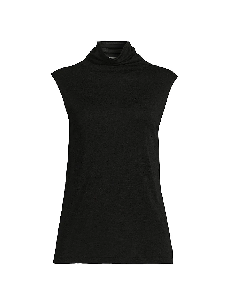 Lilou Mock Turtleneck Sleeveless Wool Top