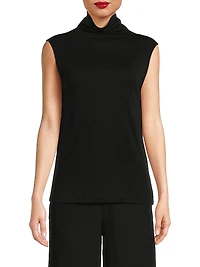 Lilou Mock Turtleneck Sleeveless Wool Top