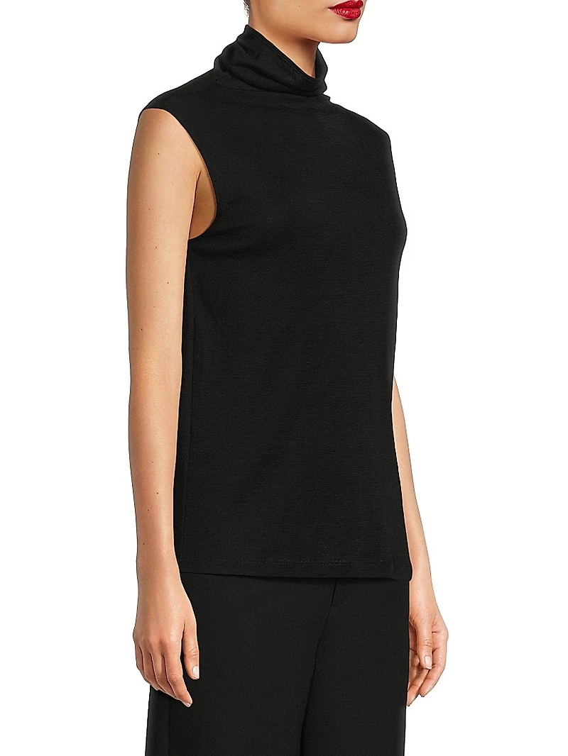 Lilou Mock Turtleneck Sleeveless Wool Top