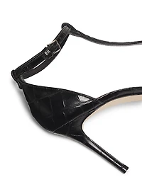 Clara Croco 85MM Leather T-Strap Pumps