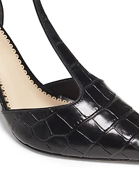 Clara Croco 85MM Leather T-Strap Pumps