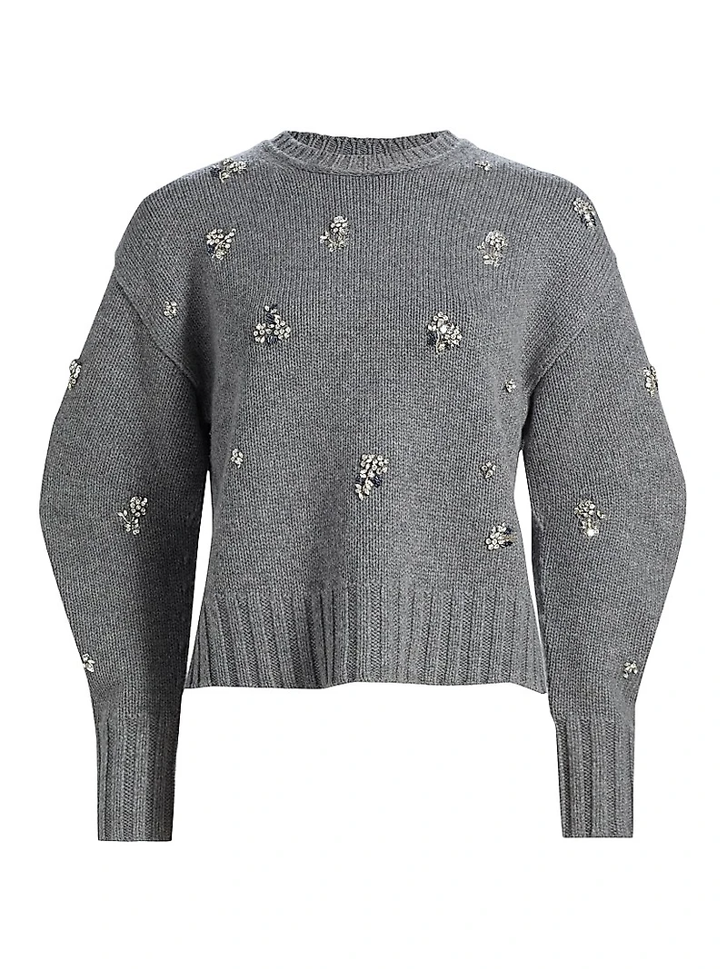 Coraline Embellished Wool-Cashmere Crewneck Sweater
