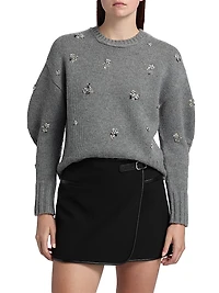 Coraline Embellished Wool-Cashmere Crewneck Sweater