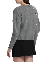 Coraline Embellished Wool-Cashmere Crewneck Sweater