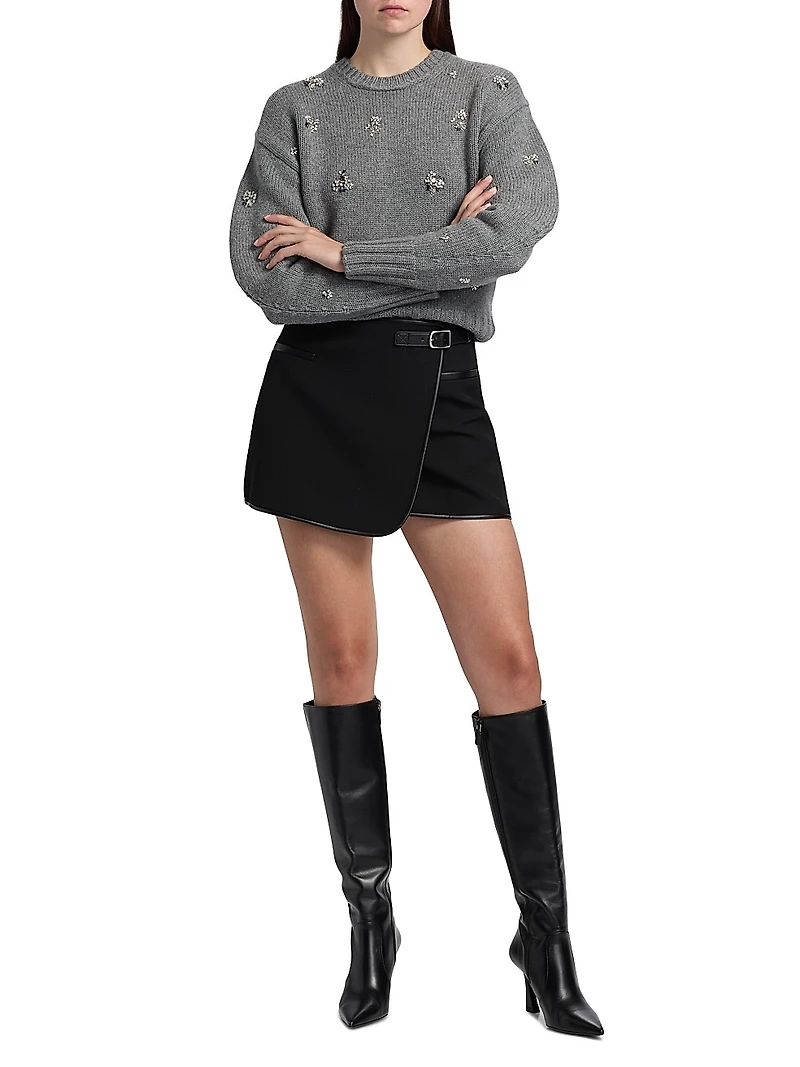 Coraline Embellished Wool-Cashmere Crewneck Sweater