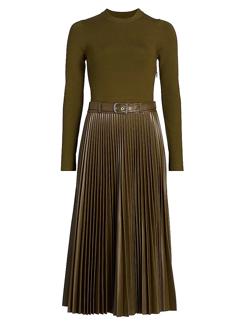 Abilene Mixed-Media Midi-Dress