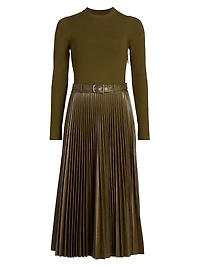 Abilene Mixed-Media Midi-Dress