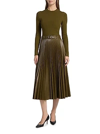 Abilene Mixed-Media Midi-Dress