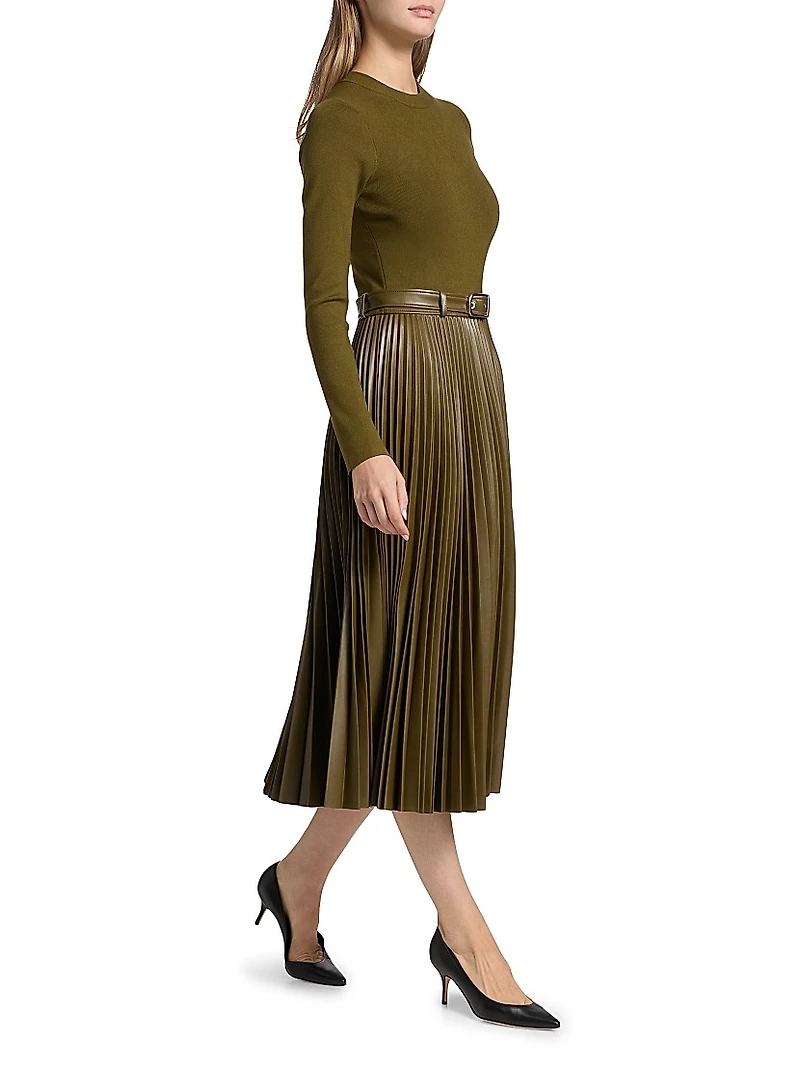 Abilene Mixed-Media Midi-Dress