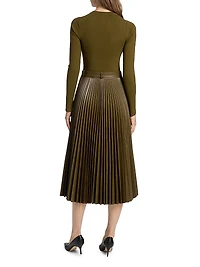 Abilene Mixed-Media Midi-Dress