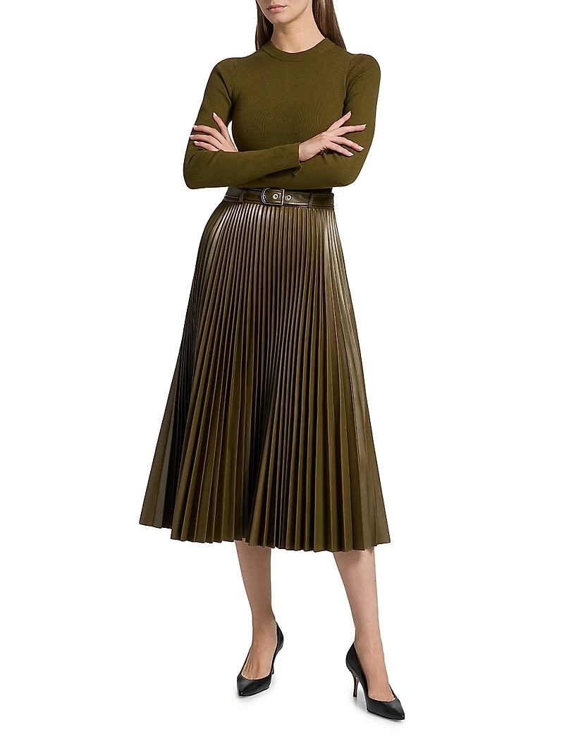 Abilene Mixed-Media Midi-Dress