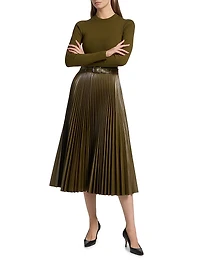 Abilene Mixed-Media Midi-Dress