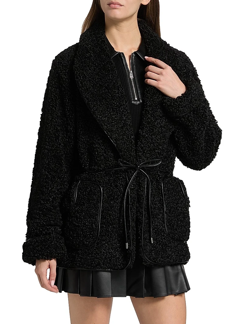 Kimia Tie-Waist Faux Sherpa Jacket