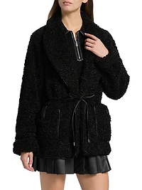 Kimia Tie-Waist Faux Sherpa Jacket