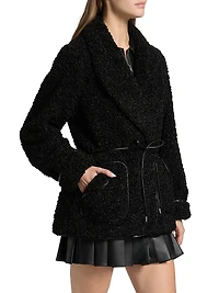 Kimia Tie-Waist Faux Sherpa Jacket