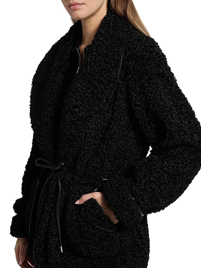 Kimia Tie-Waist Faux Sherpa Jacket