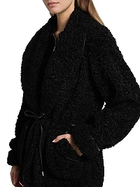 Kimia Tie-Waist Faux Sherpa Jacket