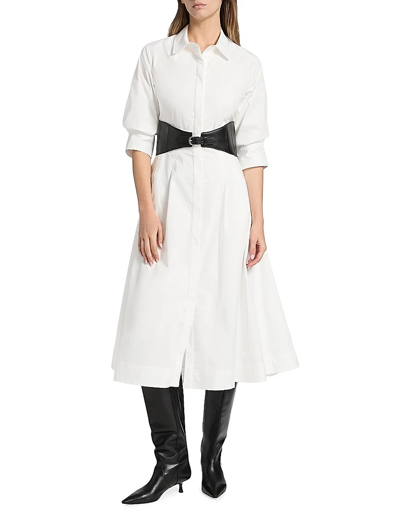 Olson Cotton-Blend Midi-Shirtdress