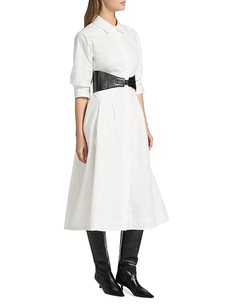 Olson Cotton-Blend Midi-Shirtdress