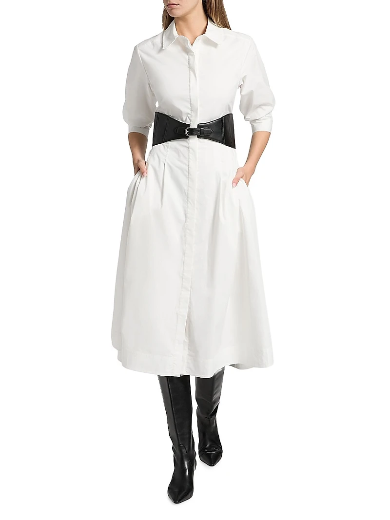 Olson Cotton-Blend Midi-Shirtdress