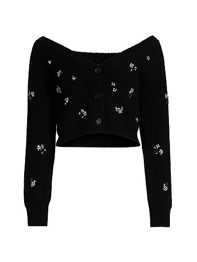 Novah Crystal-Embellished Cardigan