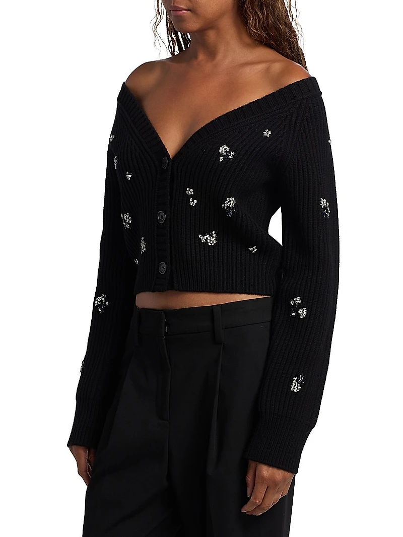 Novah Crystal-Embellished Cardigan