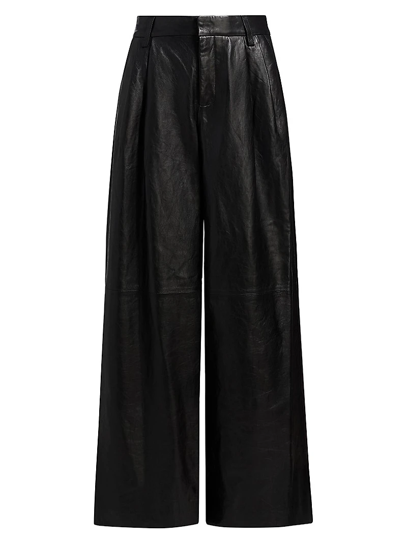 Kobie Leather Wide-Leg Pants