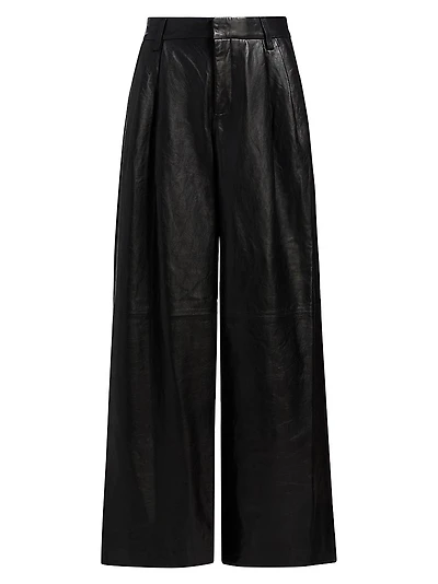 Kobie Leather Wide-Leg Pants