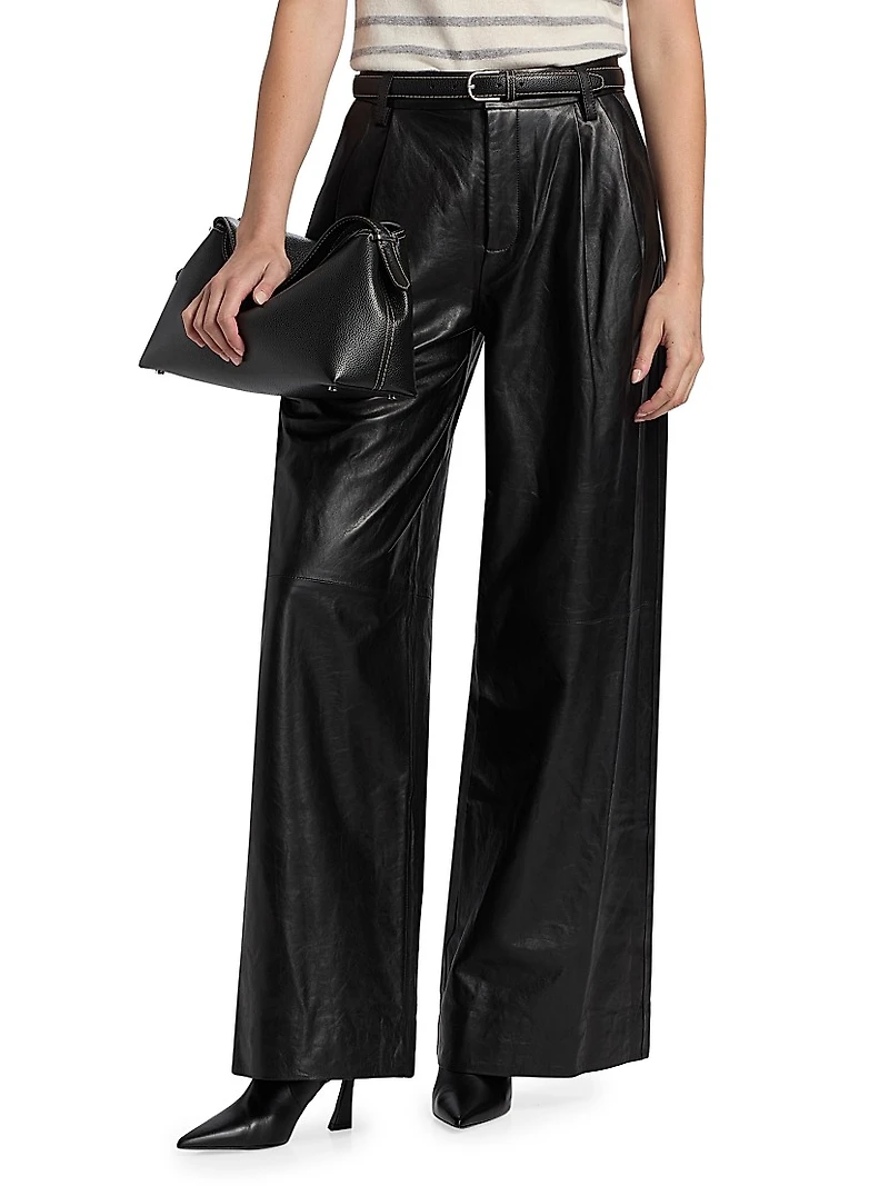 Kobie Leather Wide-Leg Pants