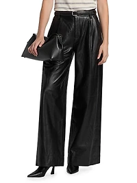 Kobie Leather Wide-Leg Pants