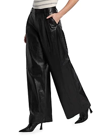 Kobie Leather Wide-Leg Pants