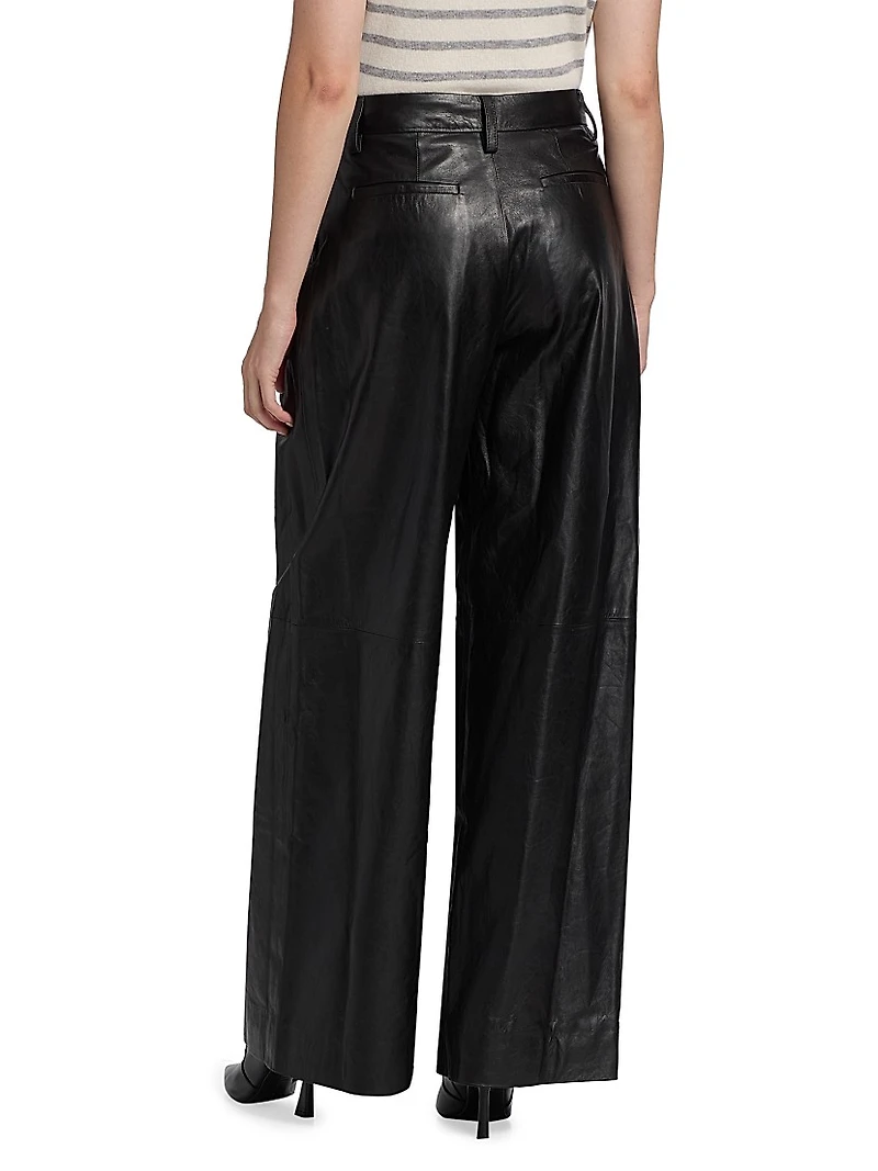 Kobie Leather Wide-Leg Pants