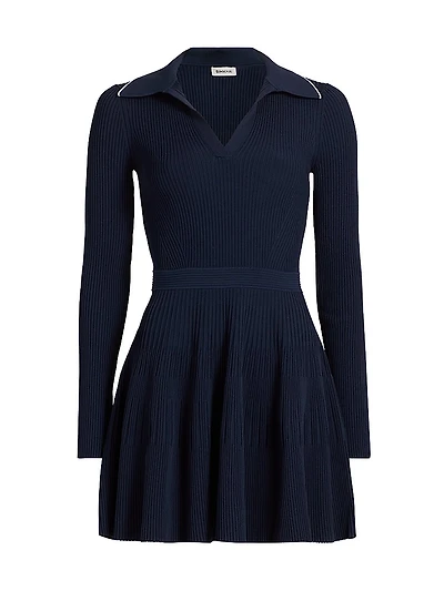 Alcott Rib-Knit Long-Sleeve Minidress
