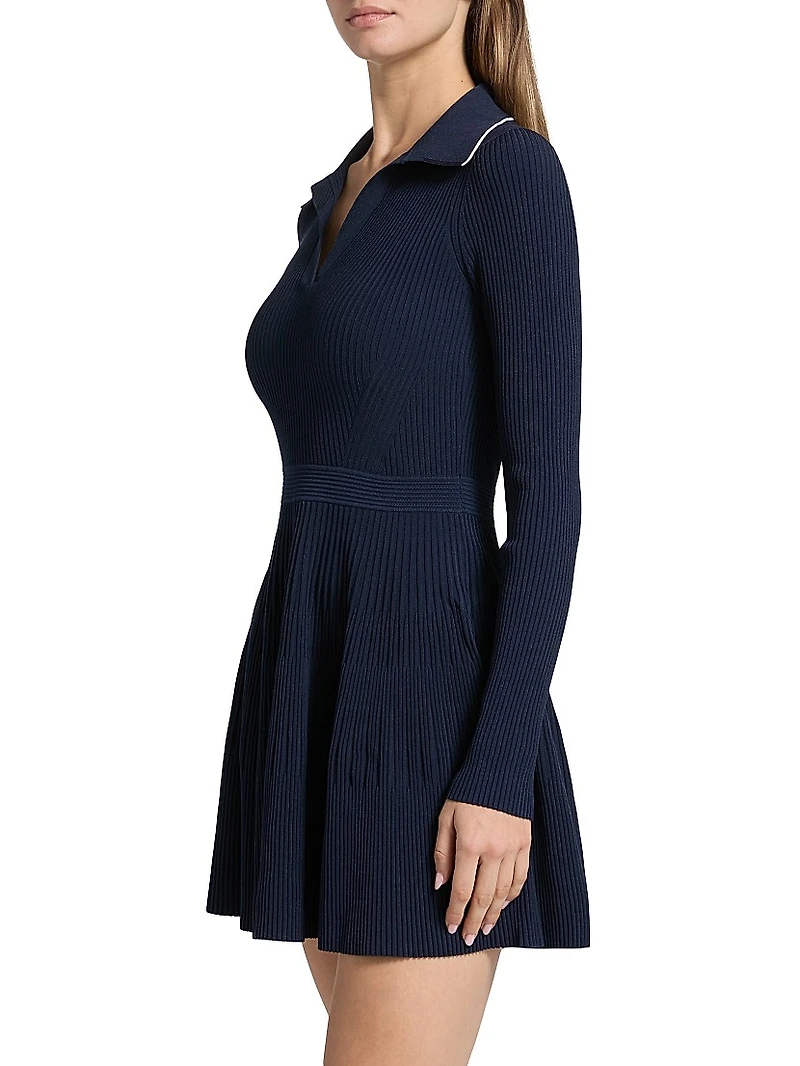 Alcott Rib-Knit Long-Sleeve Minidress