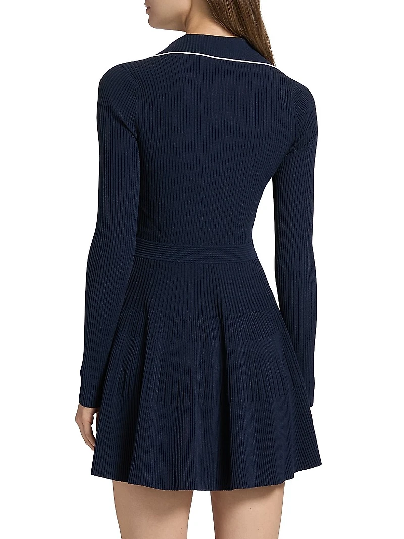 Alcott Rib-Knit Long-Sleeve Minidress