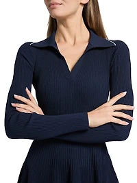 Alcott Rib-Knit Long-Sleeve Minidress