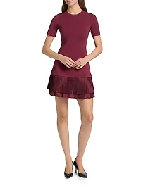 Lorin Mixed-Media A-Line Minidress