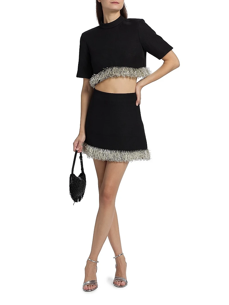 Dua Beaded Fringe Mini Skirt