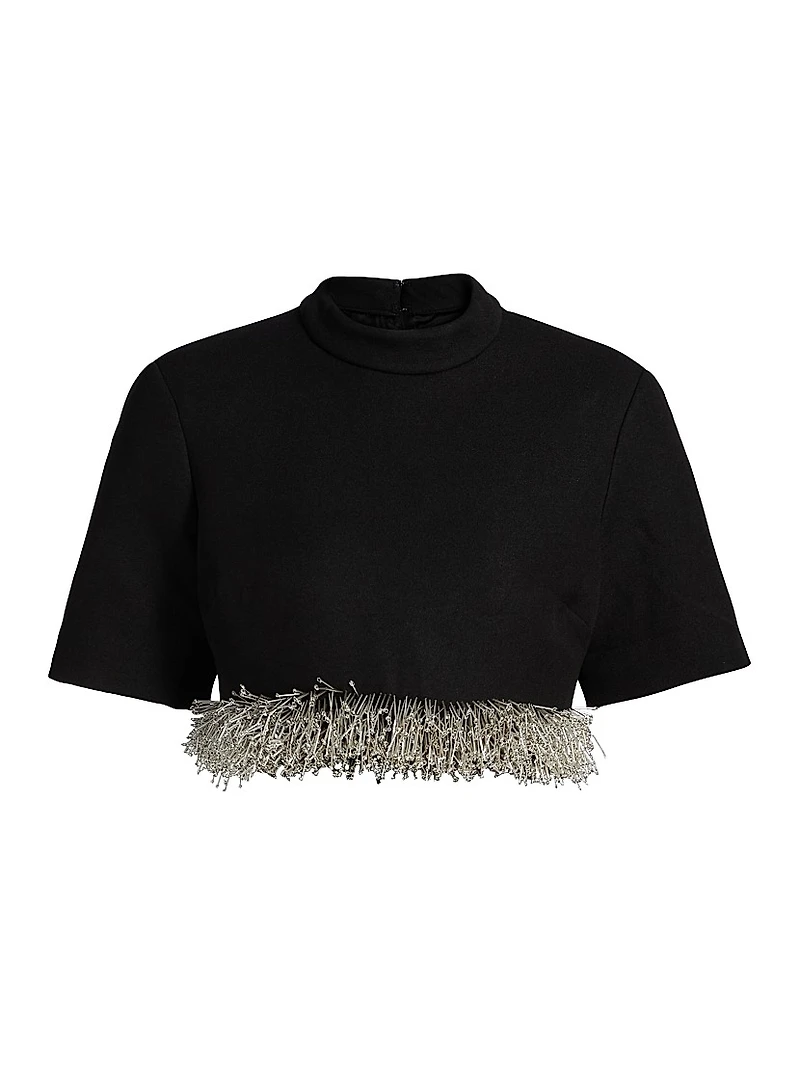 Jalen Beaded Fringe Cropped Top